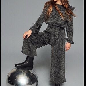 NYE silver & black metallic wide leg pants & matching top girls size 7